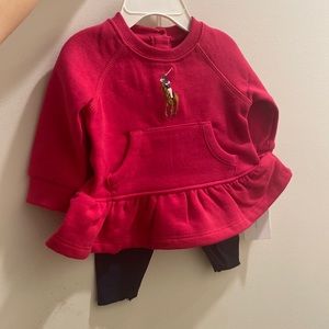 🐎 RALPH LAUREN POLO INFANT PEPLUM SWEATER SET 3 month